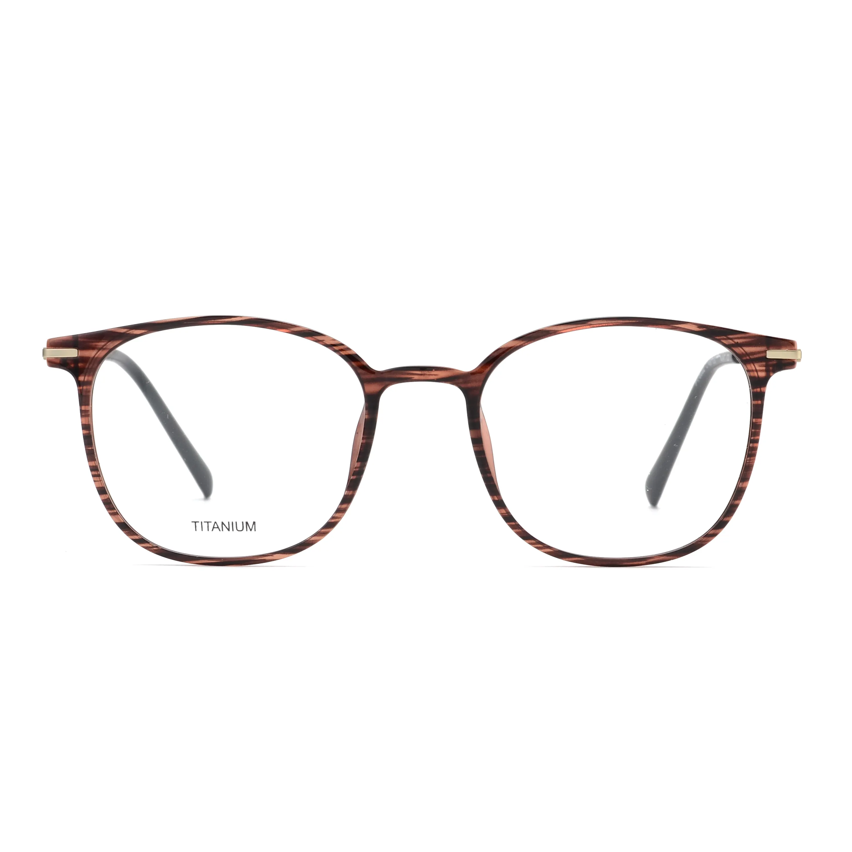 Modern Panto-Square Eyeglasses with Fine Metal Arms – PT6002