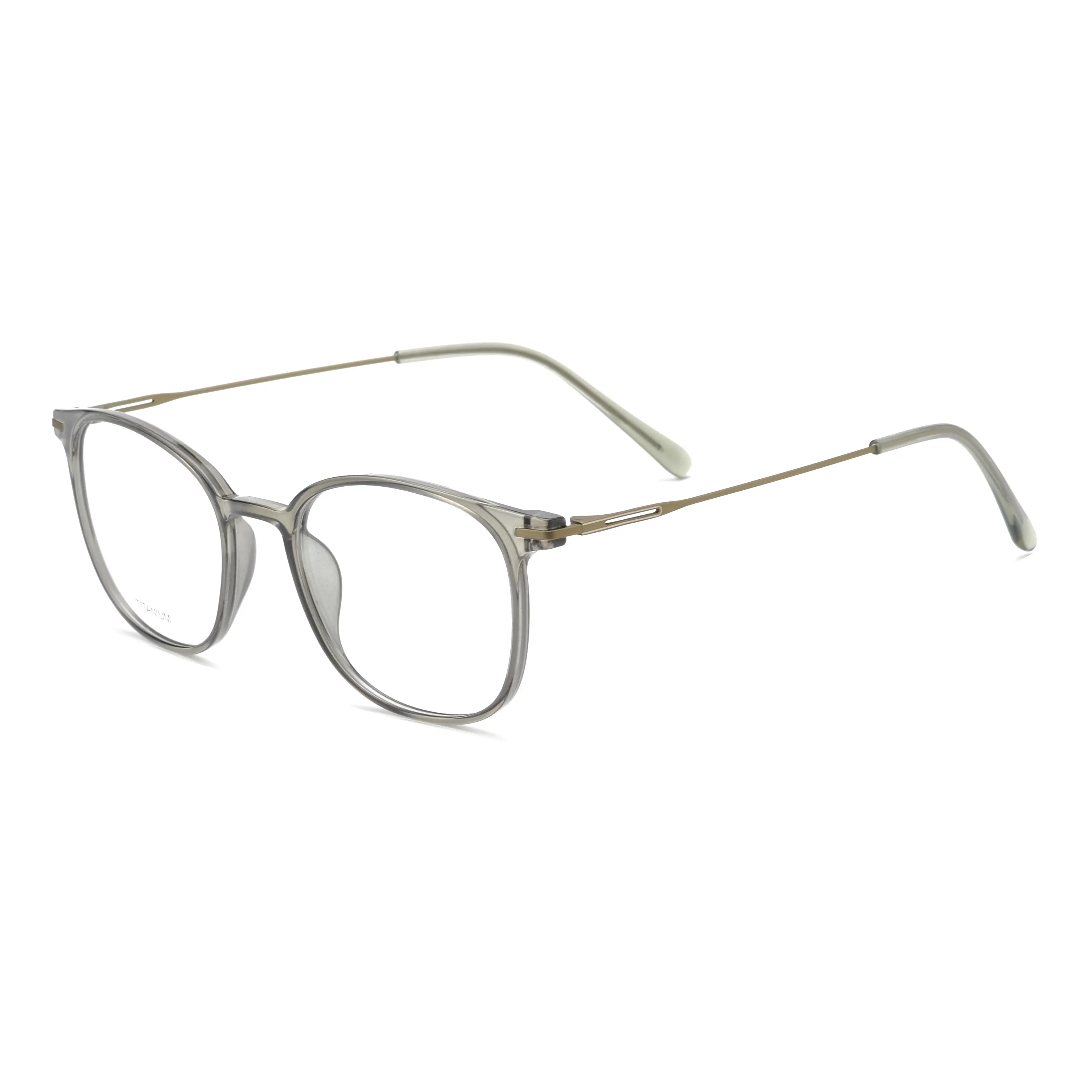 Modern Panto-Square Eyeglasses with Fine Metal Arms – PT6002
