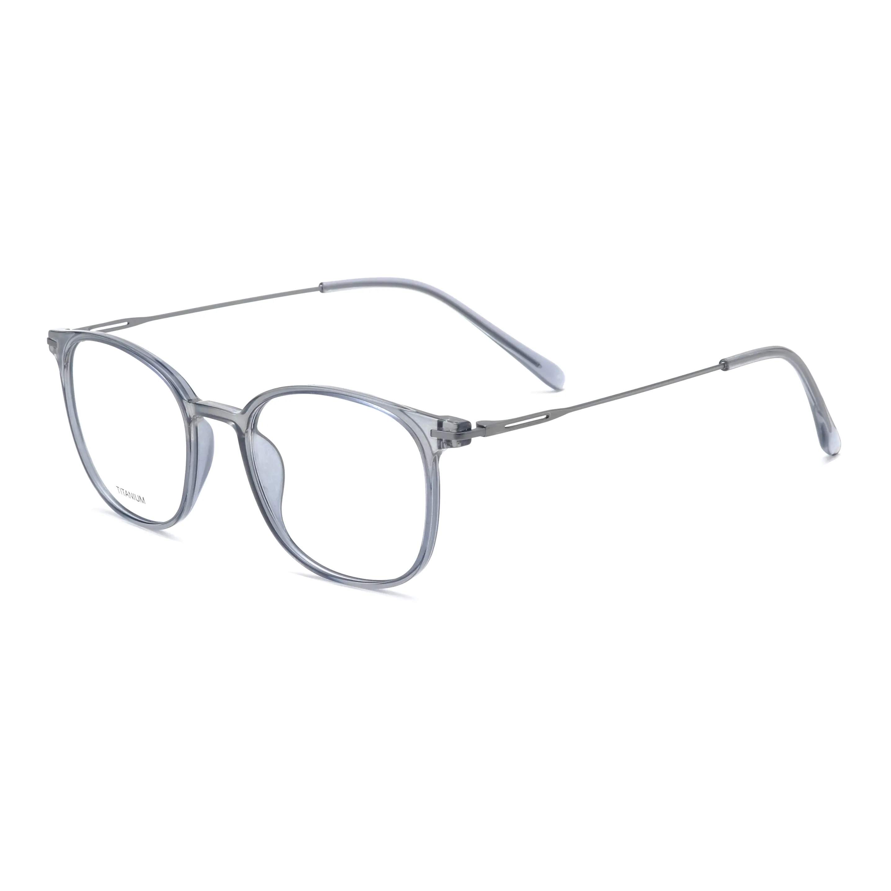 Modern Panto-Square Eyeglasses with Fine Metal Arms – PT6002