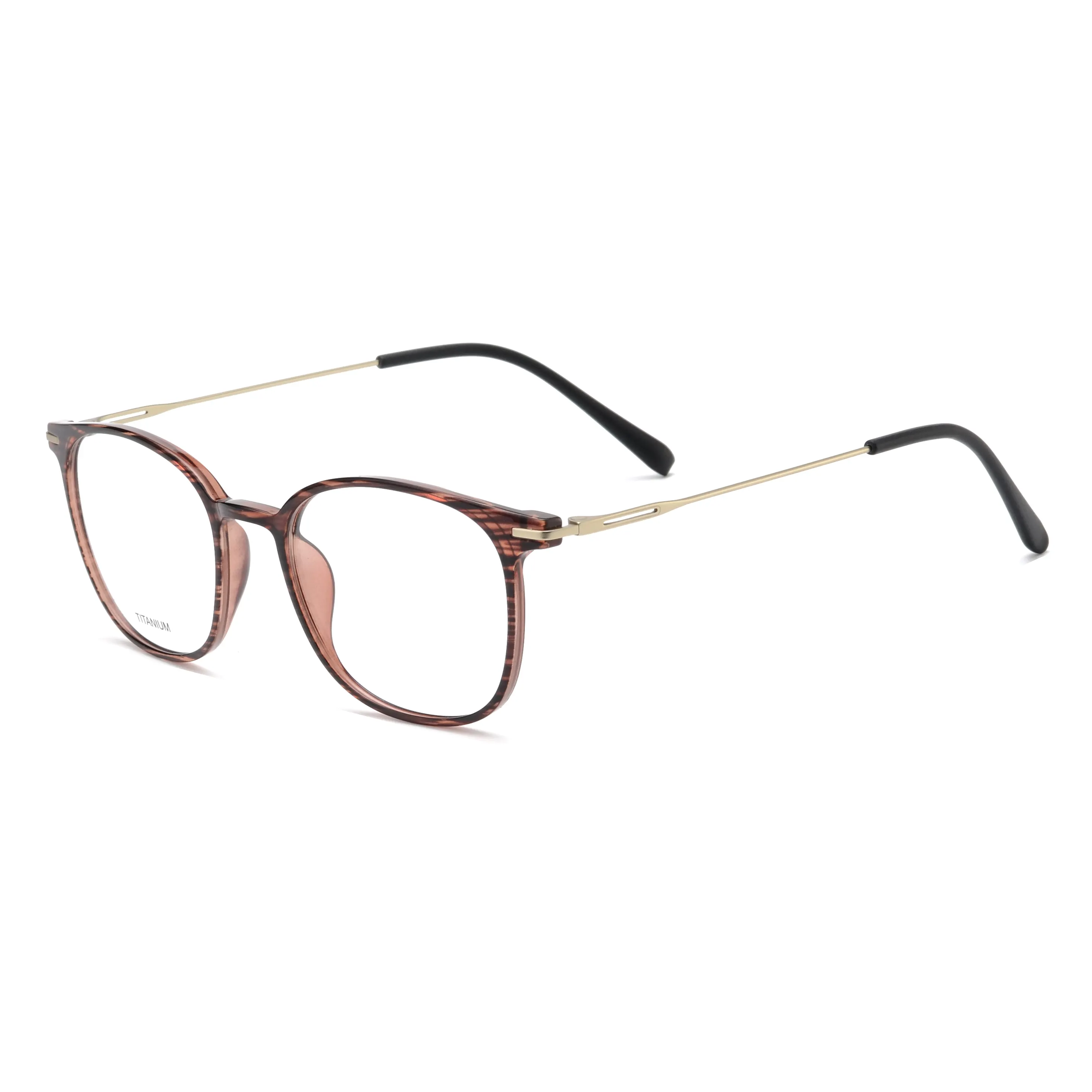 Modern Panto-Square Eyeglasses with Fine Metal Arms – PT6002