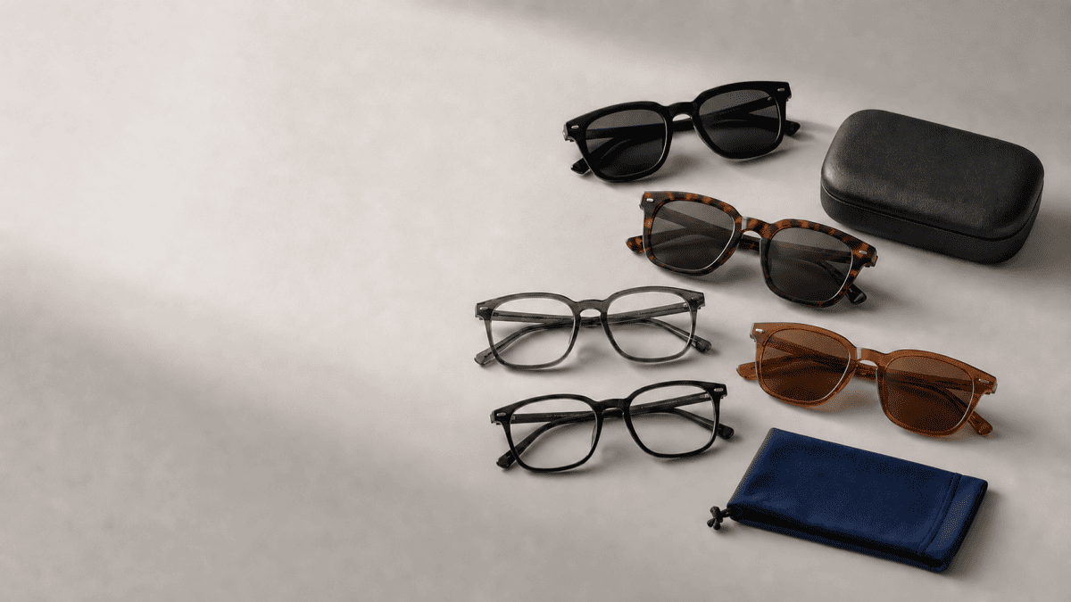 Unbranded optical frames, sunglasses and eyewear packaging ready for private label